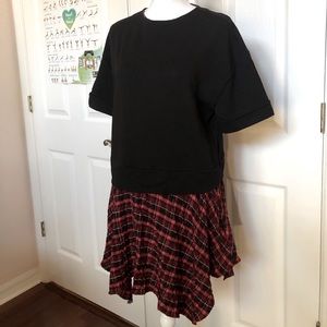 Zara Woman Black & Plaid Mini Dress/Tunic SZ XS